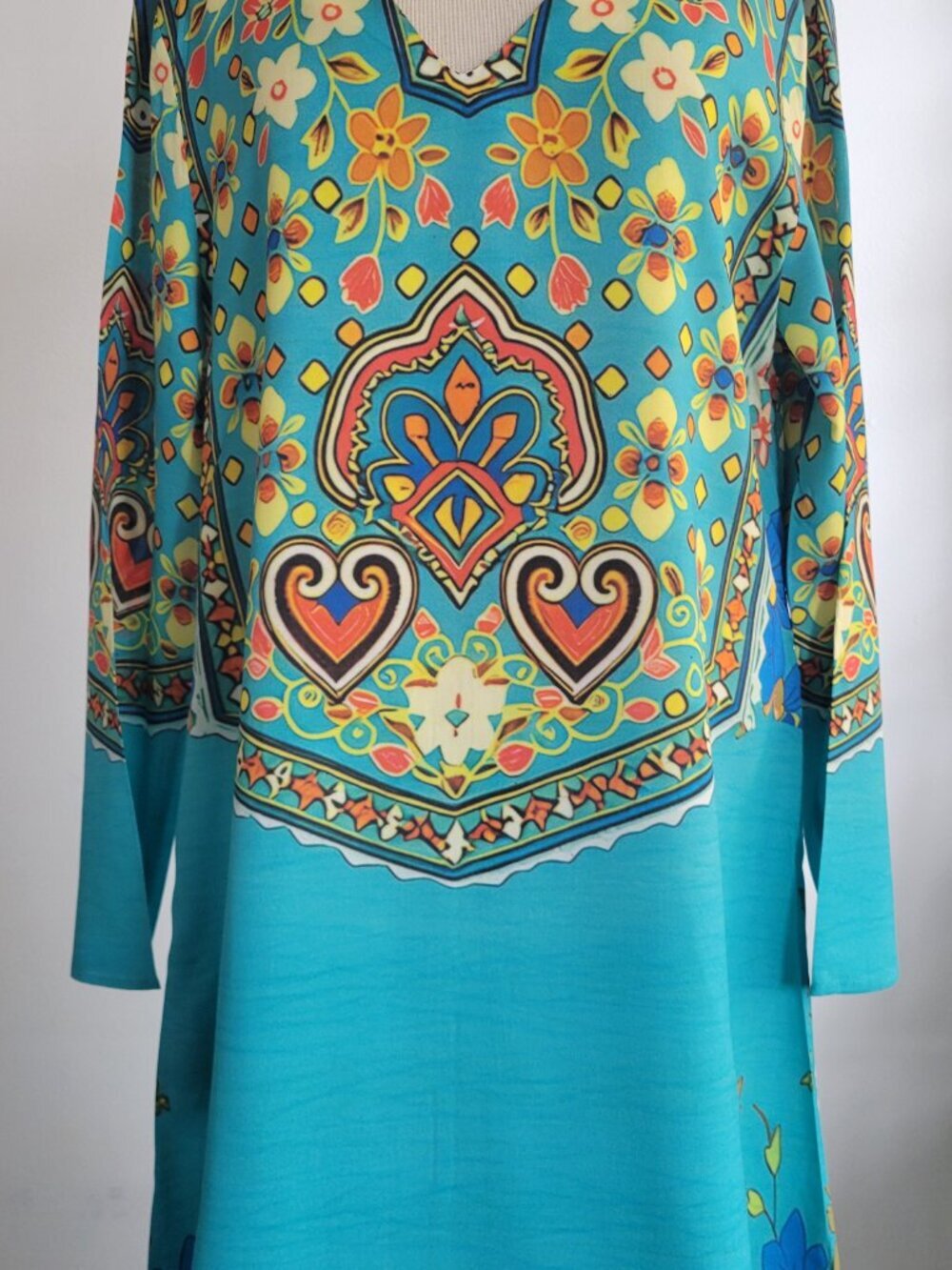 Tiana B Turquoise Paisley Print Long Sleeve Maxi Dress - Picture 6 of 16